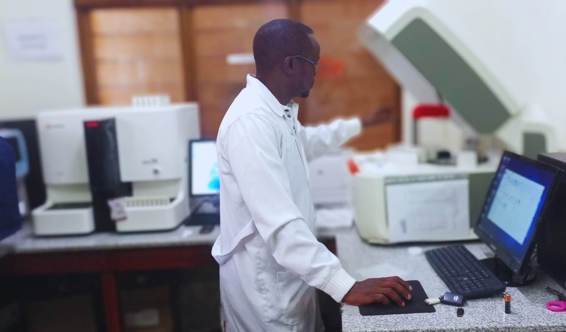 Laboratory professional operating diagnostic analyzers